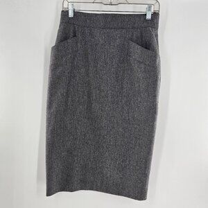 Vintage Escada Margaretha Ley Womens Gray Wool Cashmere‎ Pencil Skirt Size 8